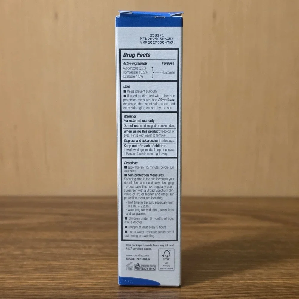 Round Lab Birch Juice Moisturizing UVLOCK Sunscreen SPF45 50ml New Sealed 2027
